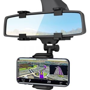 Premium Rearview Mirror Phone Holder for Car, Universal 360 Degree Car Rearview Mirror Mount Stand Holder(Black)